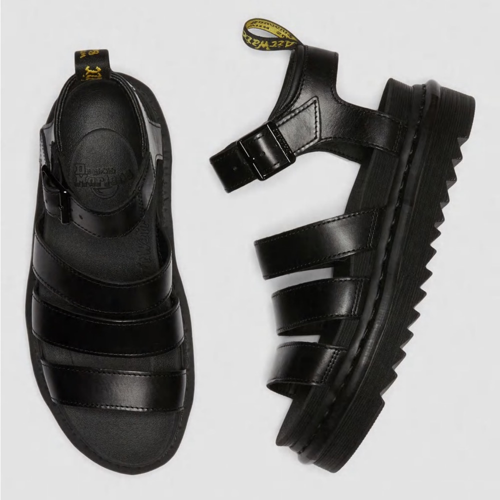 Dr. Martens BLAIRE Black Leather Platform Gladiator Sandals - Picture 4 of 9